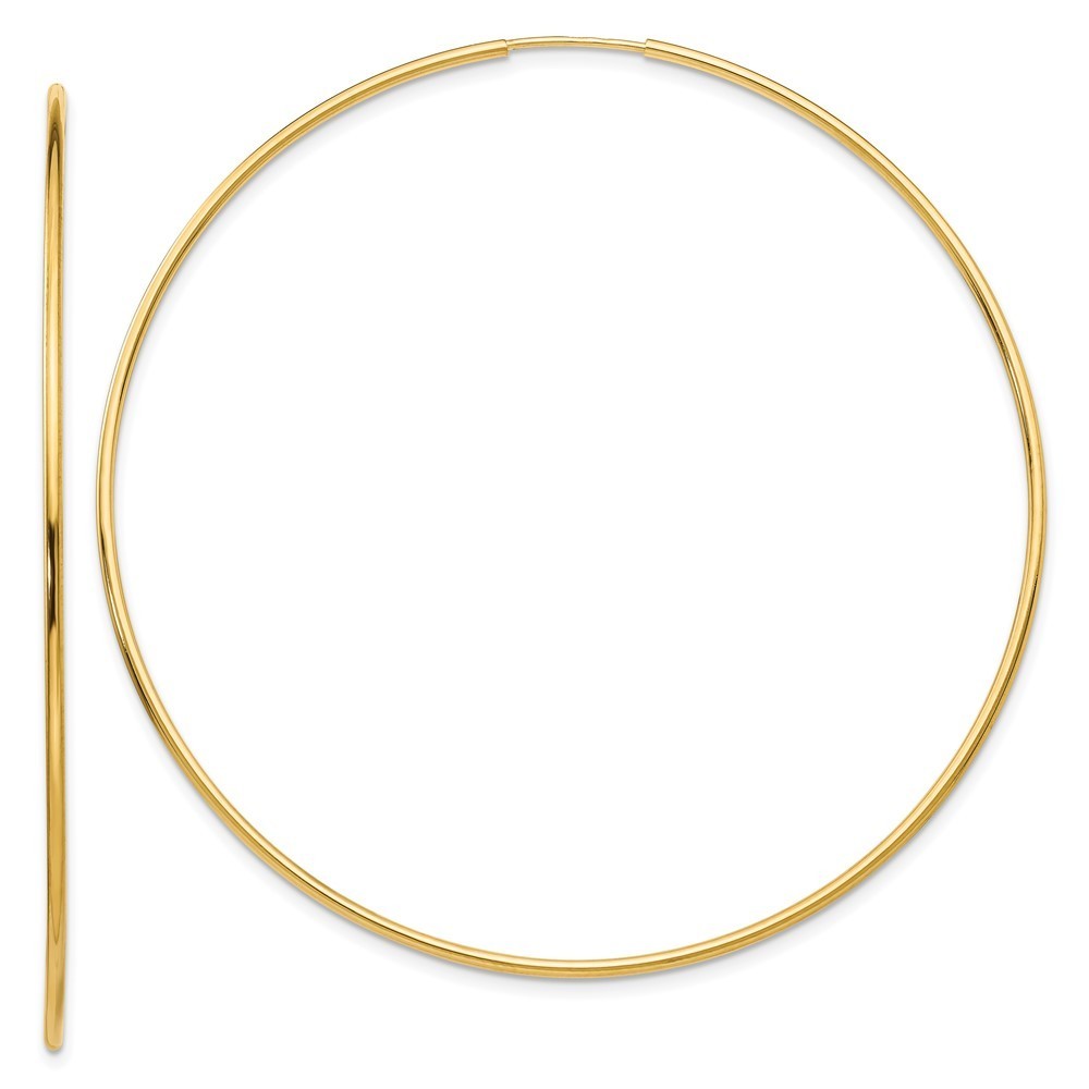 14k Yellow Gold Polished Endless Tube Hoop Earrings 63 L X 63 Mm W
